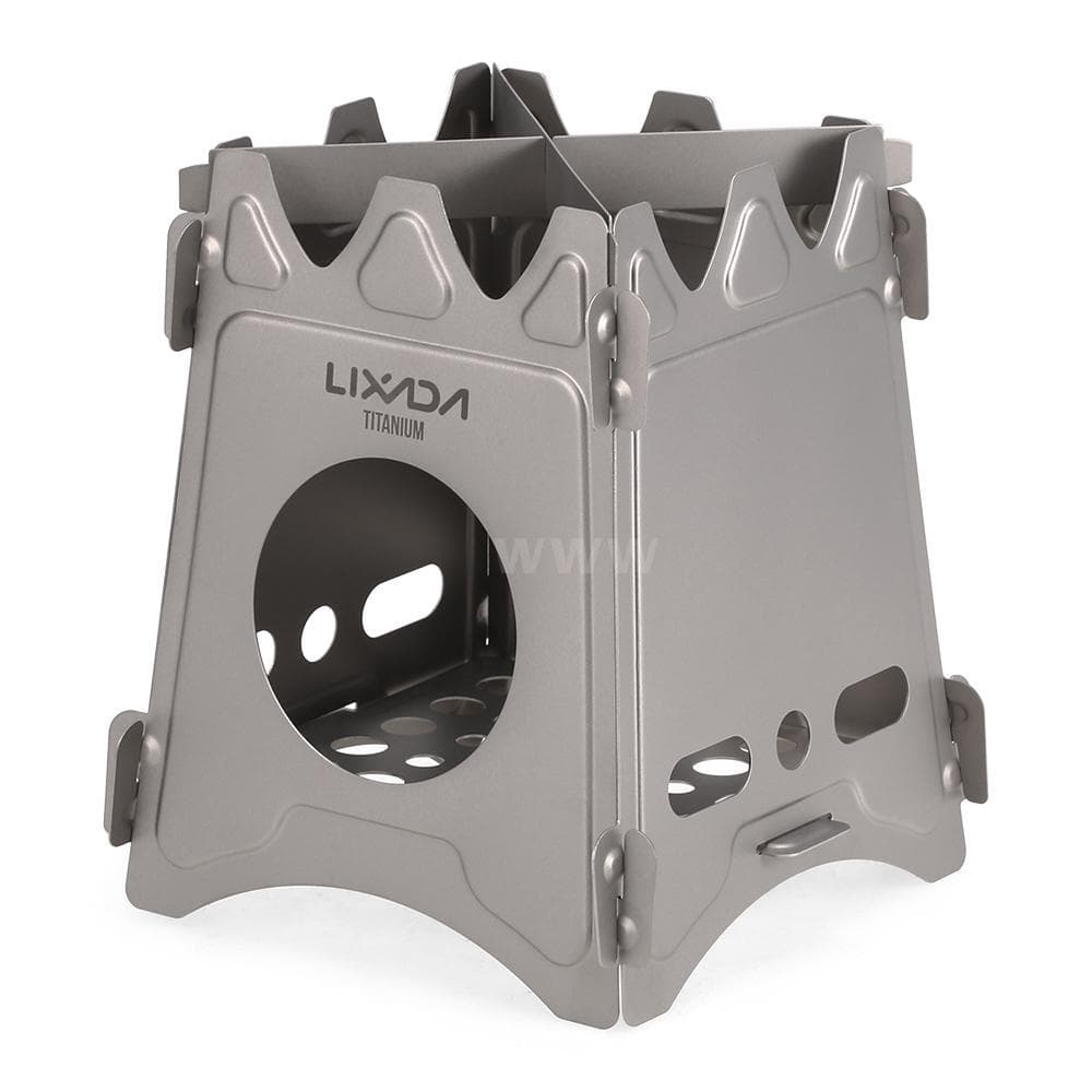 Lixada Camping Titanium Wood Stove Portable Folding Wood Burning Backpacking Stove for Outdoor Titanium L