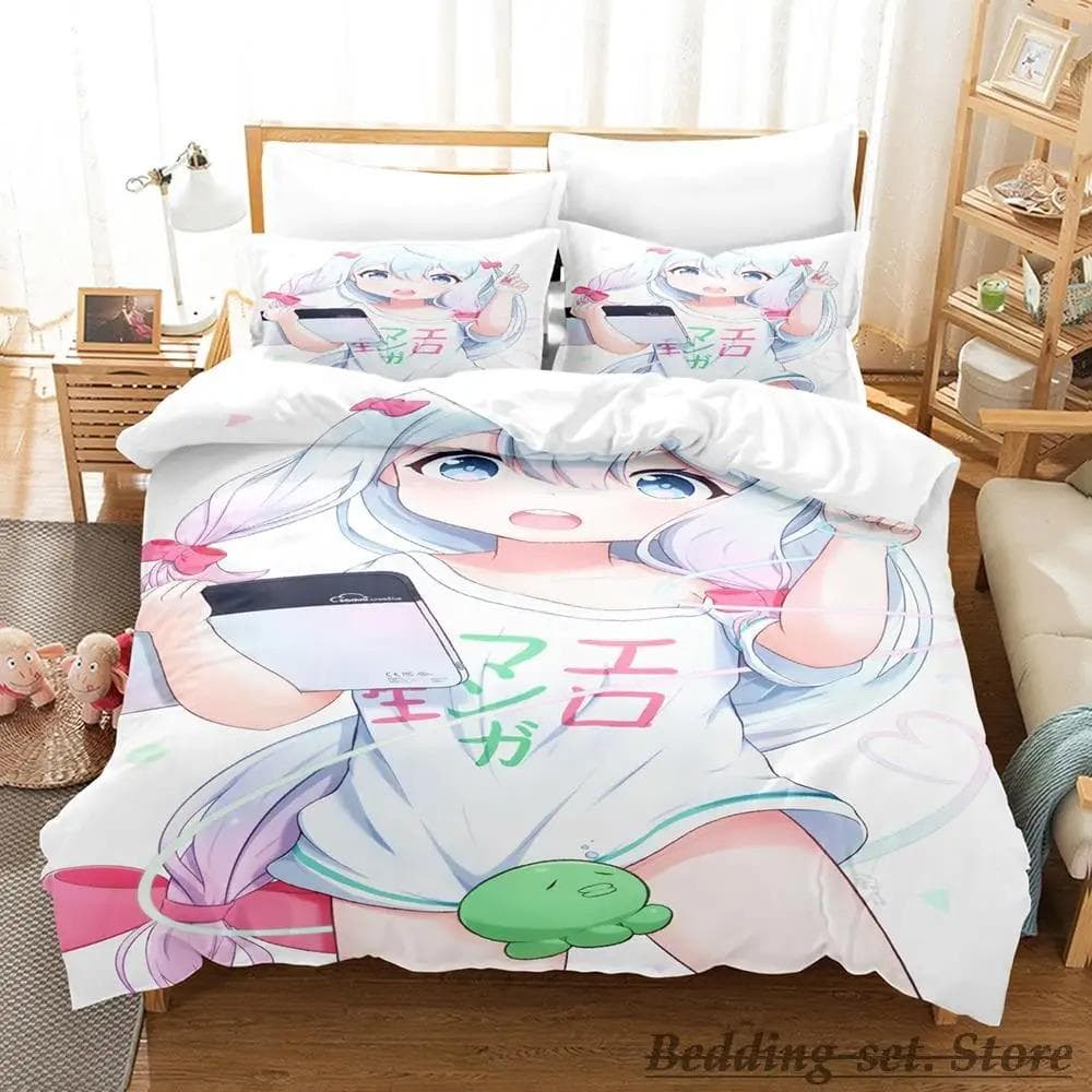 New Sagiri Izumi Bedding Set Cartoon Anime three-piece set Adult Kid Bedroom Duvetcover Sets 3D Kawaii Girls 70x133cm 2pcs
