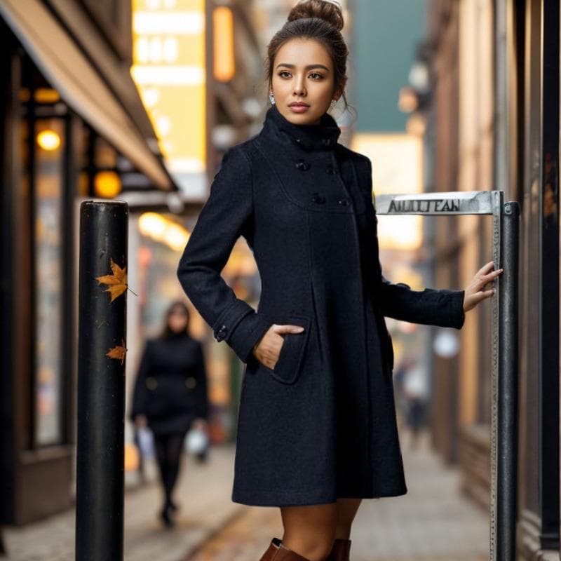 Women's Woolen Coat Women's Medium and Long Hooded Woolen Coat XXXL
