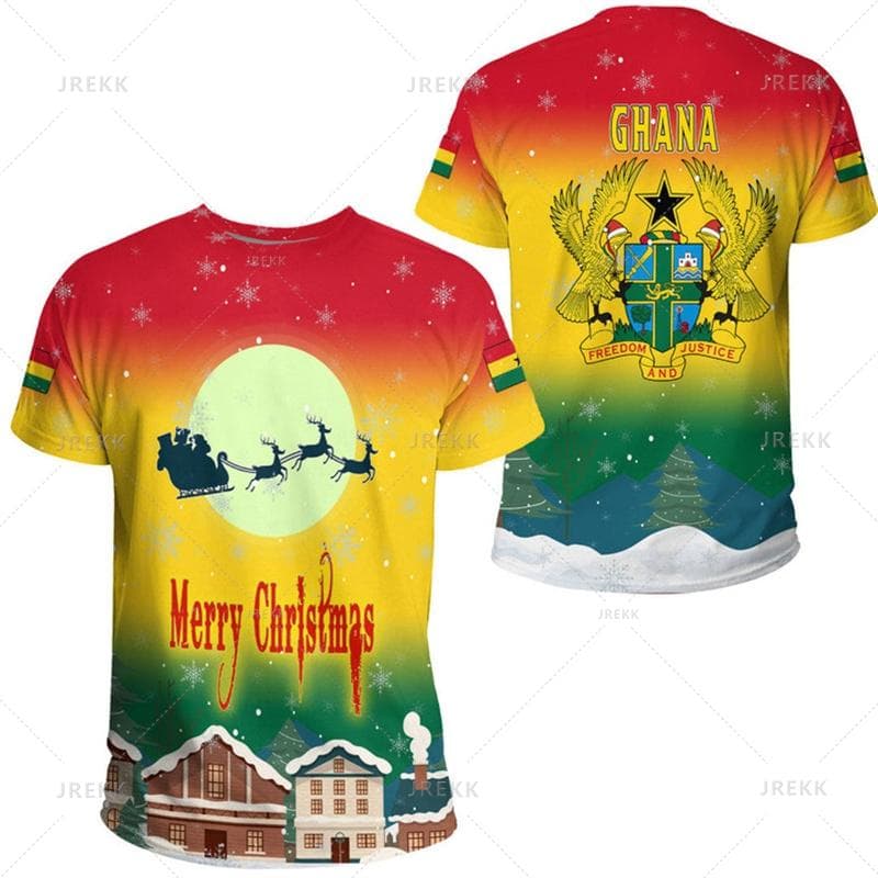 3D Ghana Nationa IndependenceDay Printed T Shirt The Republic-of Ghana Emblem Flag Graphic Tee-shirts For Men Mens Clothing Tops XXS