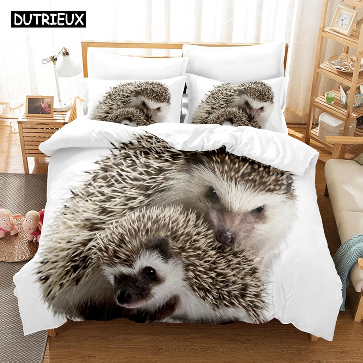 3D New Hedgehog Bedding Sets Duvet Cover Set With Pillowcase Twin Full Queen King Bedclothes Bed Linen AU Single(140x210cm)