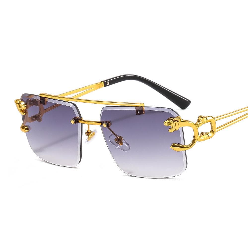 Retro Square Sunglasses Men Women Luxury Brand Designer Gold Lion Decoration UV400 Sun Glasses Travelling Eyewear Gold