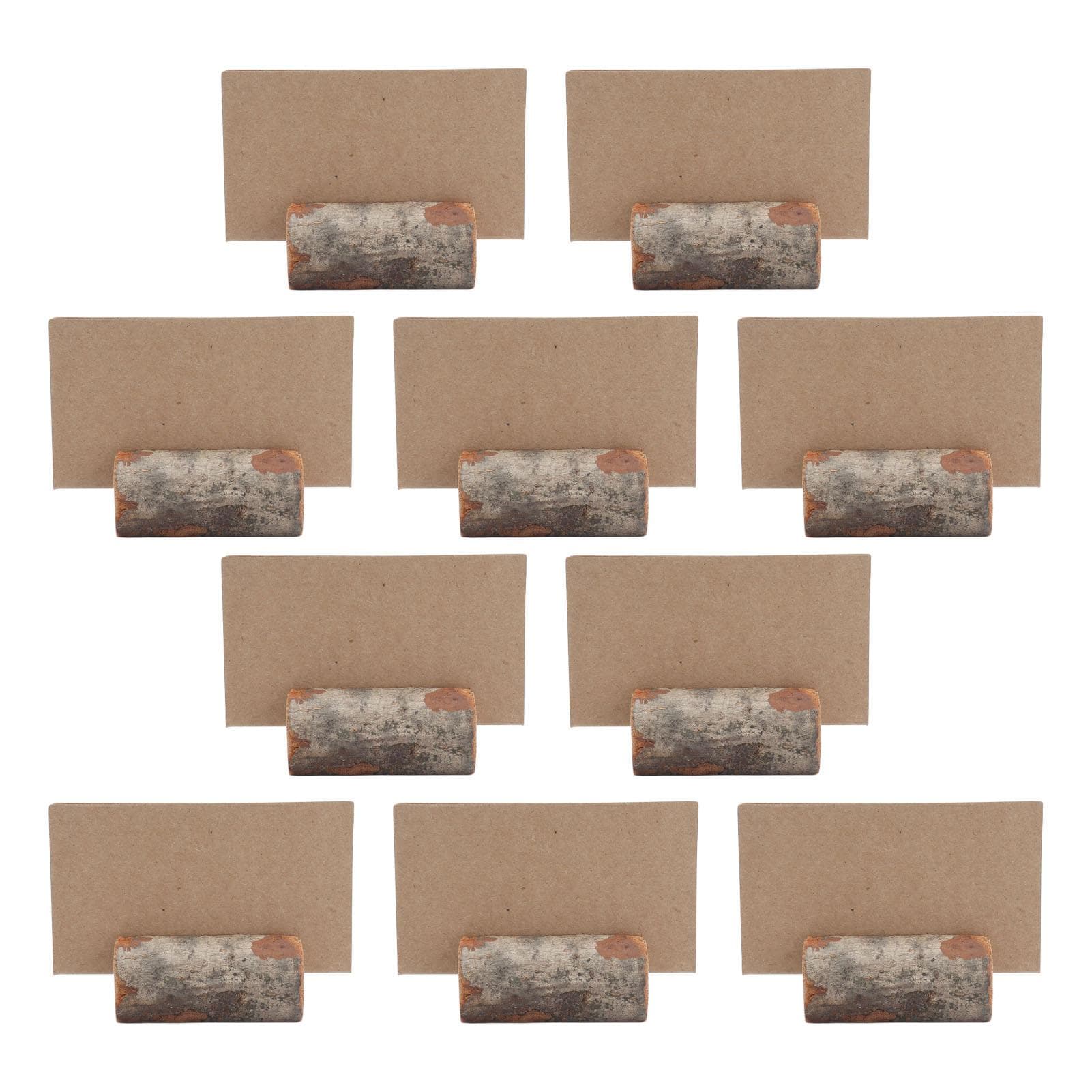 10pcs Wood Memo Holder Circular Decorative Desktop Wooden Photo Stand with Kraft Paper Cards for