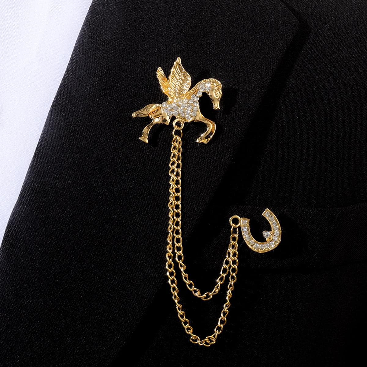 Men's Fashion Collar Pin Set: Japanese & Korean Style with Eagle, Crown, Tassel, and Cross Jewelry.
