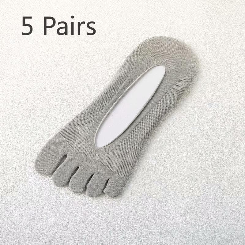 5 Pairs Five Finger Socks Women's Summer Thin Toe Split Finger Five Toe Socks Shallow Mouth Invisible Boat Socks 5 Pairs gray