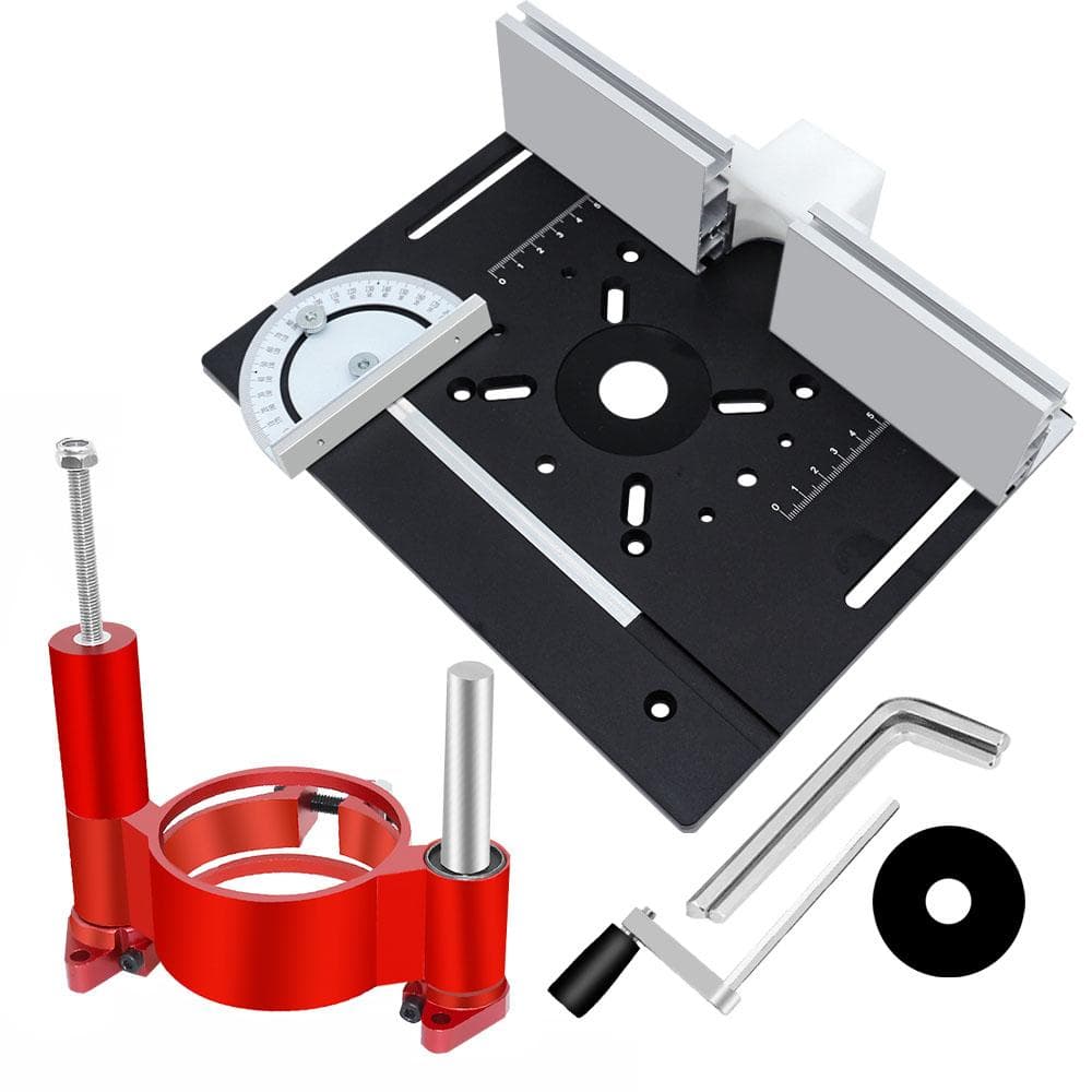 Set of 2 Router Table Insert Plate Aluminum Alloy Wood Milling Flip Board with 47mm Lifting Base Set of 4 black