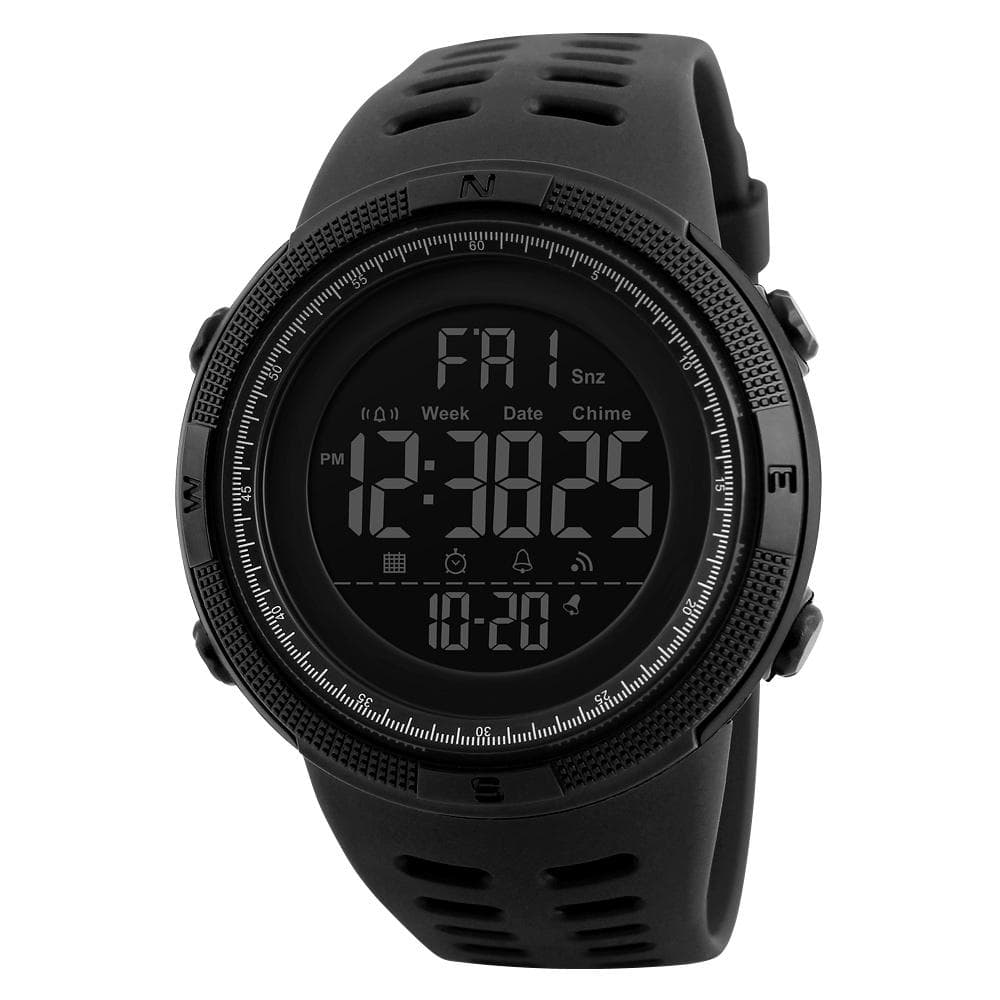 SKMEI Men Sports Watches Countdown Double Time Watch Alarm Chronograph Digital Wristwatches 50M black