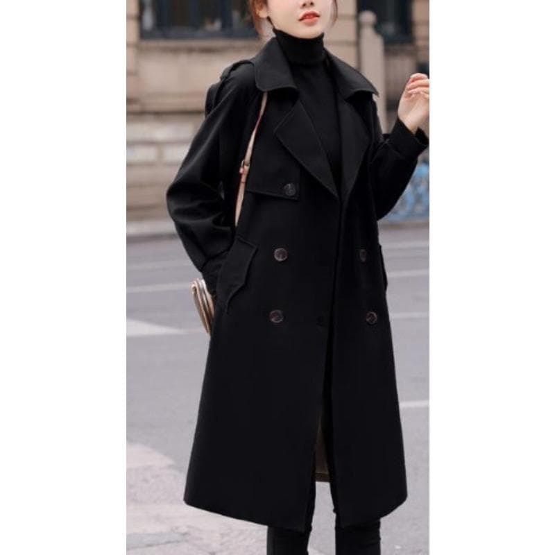 Trench Coat Women's Medium and Long Coat Over The Knee and Looking Thin Temperament Autumn Women's Clothing XXXXL