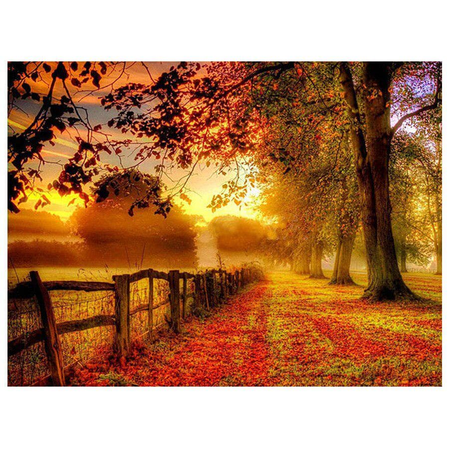 Full Round Drill 5D DIY Diamond Painting Autumn Forest Landscape Embroidery Beads Cross Stitch 20X30CM