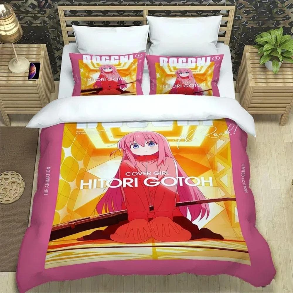 Anime Bocchi the Rock Kessoku Band Bedding Set Duvet Cover Bed Set Quilt Cover Pillowcase Comforter king Queen Size Boys Adult 70x133cm 2pcs