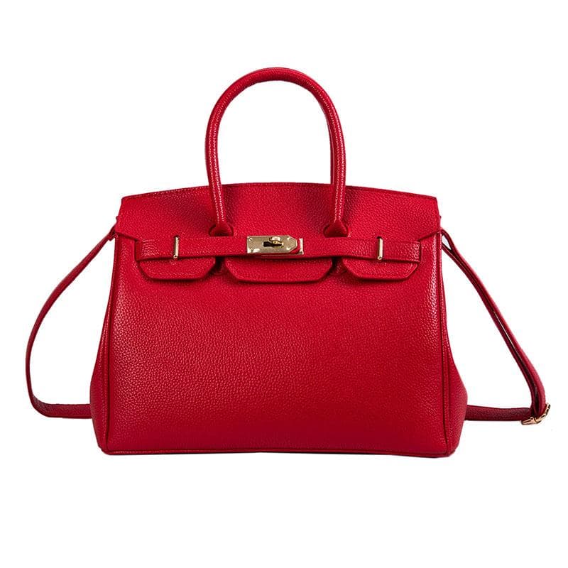 2020 Lock Handbag Fashion Lychee Pattern Single Shoulder Diagonal Platinum 30cm*15cm*24cm red