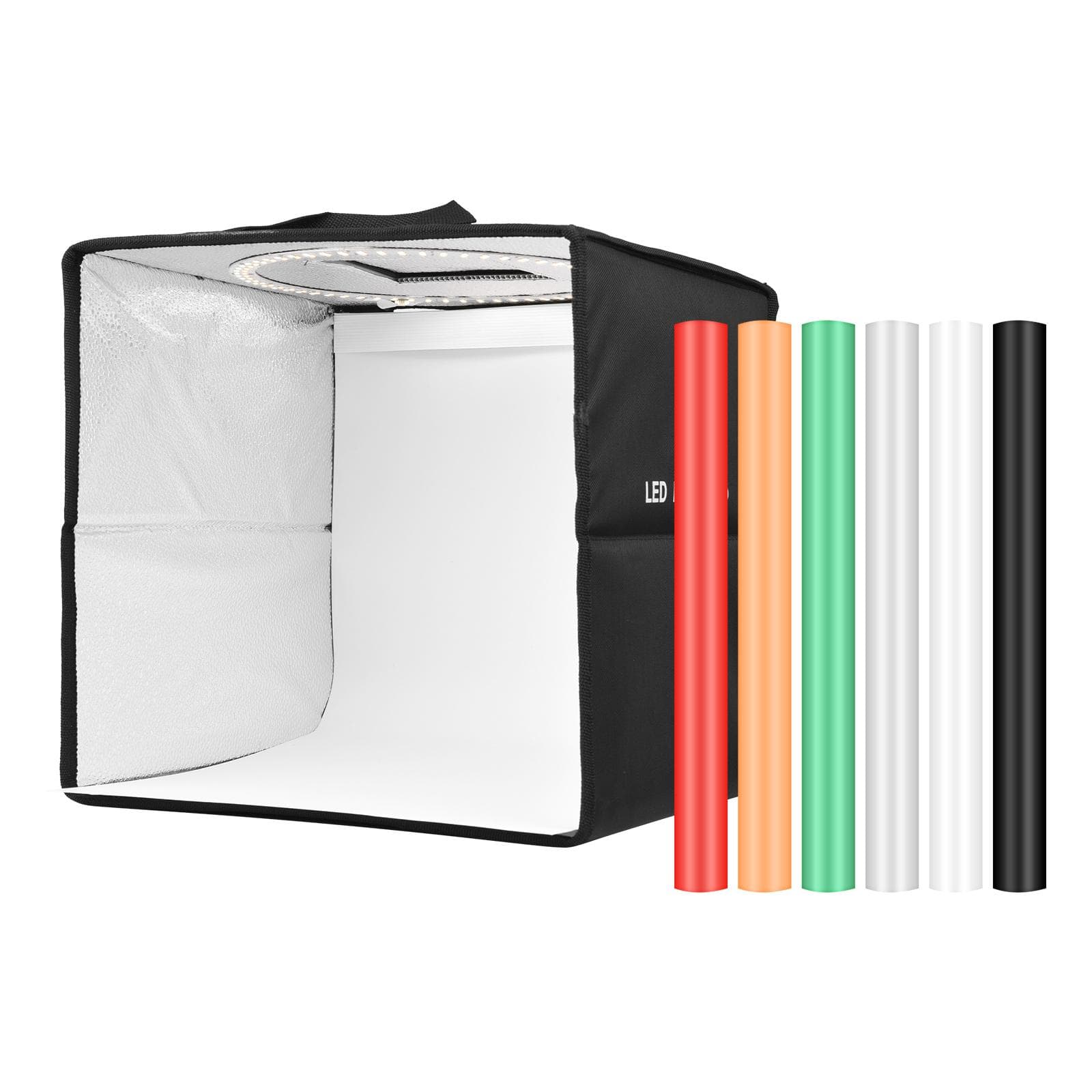 30cm/ 11.8inch Foldable LED Light Tent Portable Tabletop Photo Studio Light Box 128pcs LED Beads black