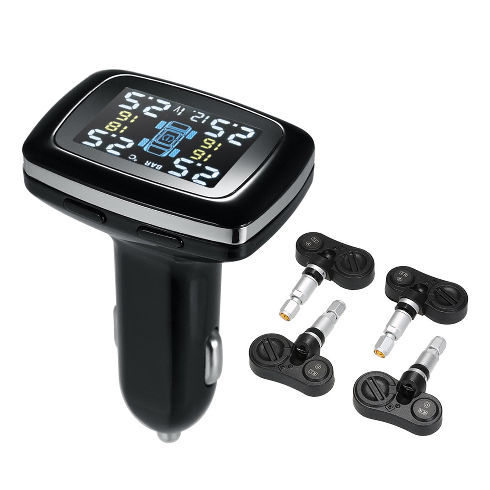 TPMS Smart Car Wireless Tire Pressure Monitoring System Cigarette Lighter Digital LCD Display with Internal Sensor