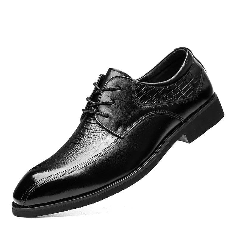 Men's Shoes Head Layer Cowhide Embossed Lace Handmade Leather Shoes Men's British Casual Business Dress Leather Shoes Men's Fashion 43 black