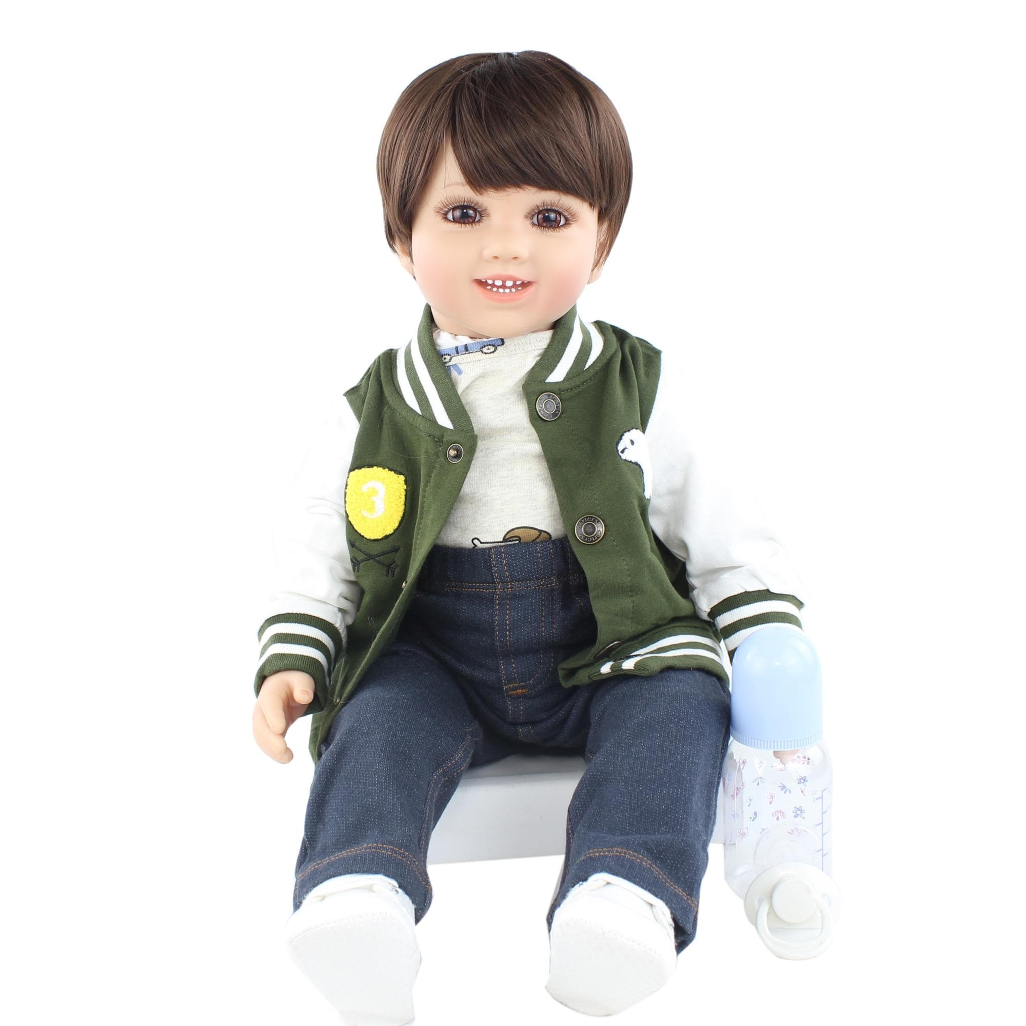 BZDOLL 60cm Reborn Baby Boy Doll for Girl and Boy Growth Partners (Cloth Body, Soft Silicone Limb) Lifelike 24 inch Toddler Alive Bebe Boy-3, Cloth Body
