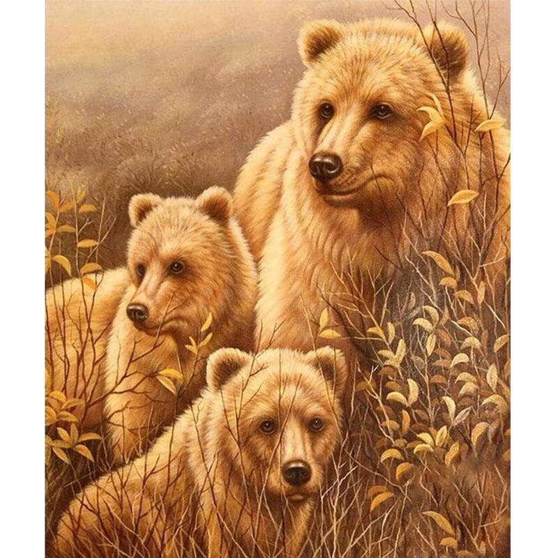 5D Diamond Painting Full Round Drill Animal Yellow Brown Bear Mosaic DIY Diamond Embroidery 20X30CM