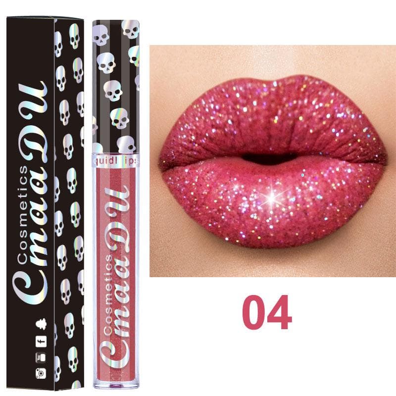 Diamond Lip Gloss Shiny Glitter Liquid Lipstick Metallic Lip Glaze Highly Pigmented Long Lasting Lipstick Lip Makeup 04
