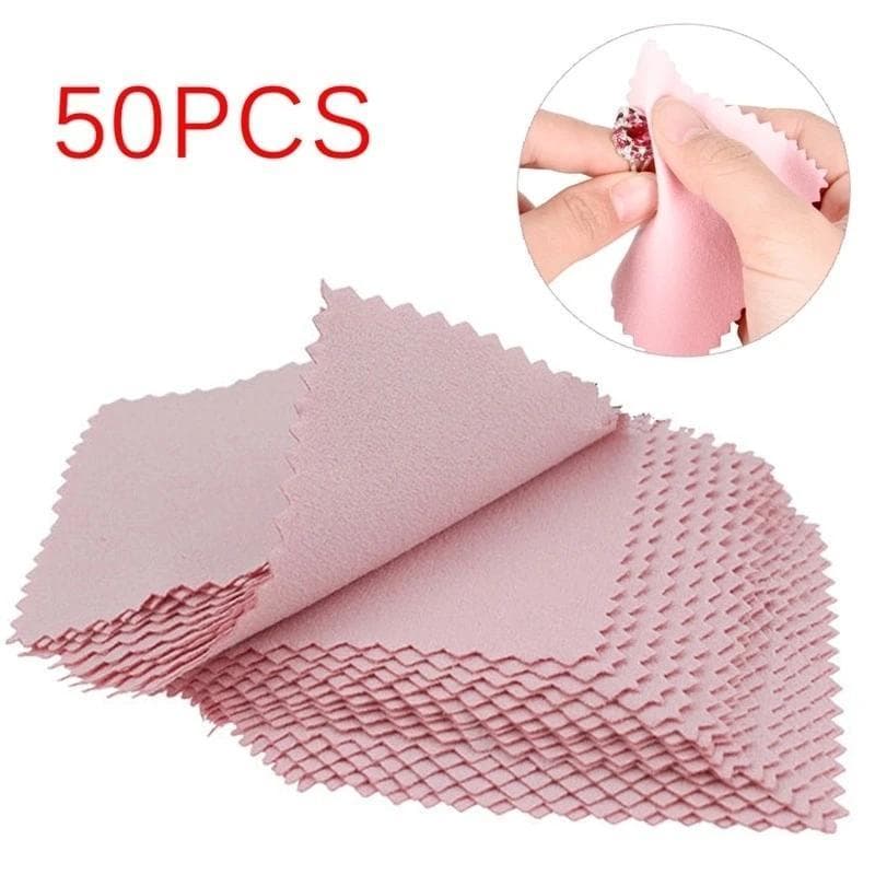 50 PCS/lot Clean Cleaning Cloth Polishing Cloth for Silver Gold Platinum Jewelry Anti Tarnish pink