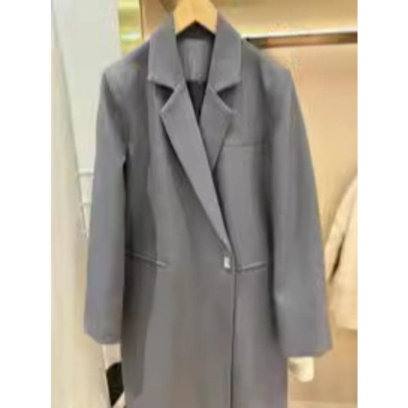 Black Long Blazer Long Trench Coat Women's New Spring and Autumn Fashion Coat L