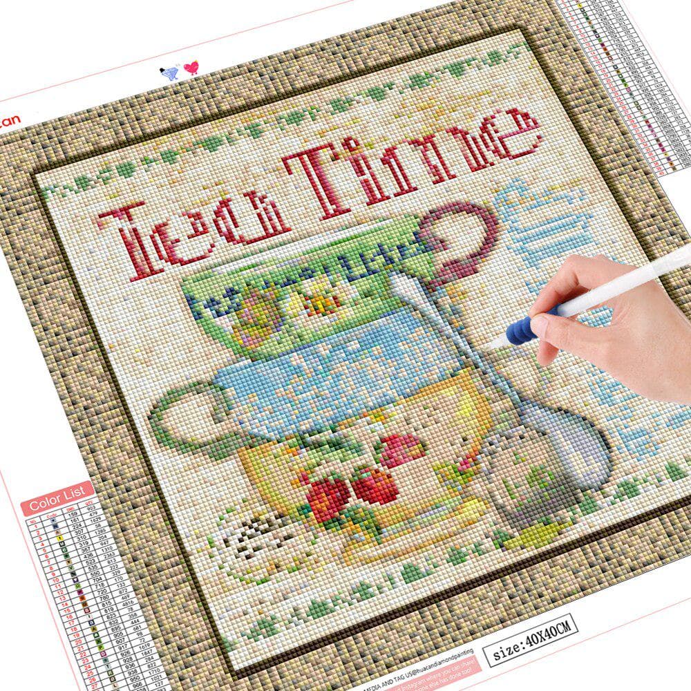 Diamond Painting MosaicTea Cup Full Square 5d Diy Diamond Embroidery Picture 30x30CM