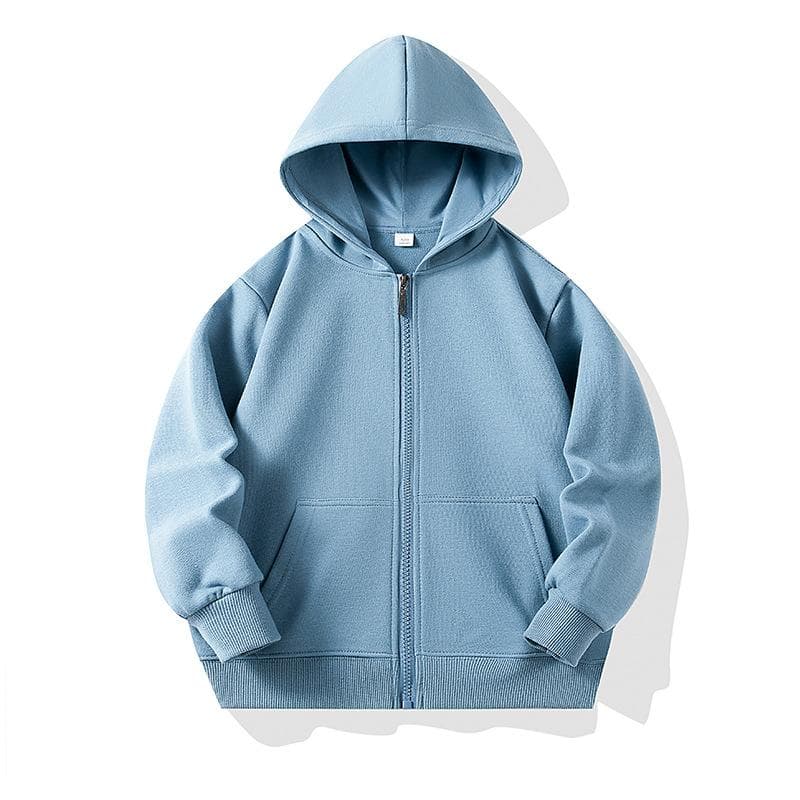 Hoodies for Children 2026 Autumn Zipper Hooded Sweatshirt Infants Boys Girls Clothes Casual Active School Teen Kids Outerwear 120cm light blue