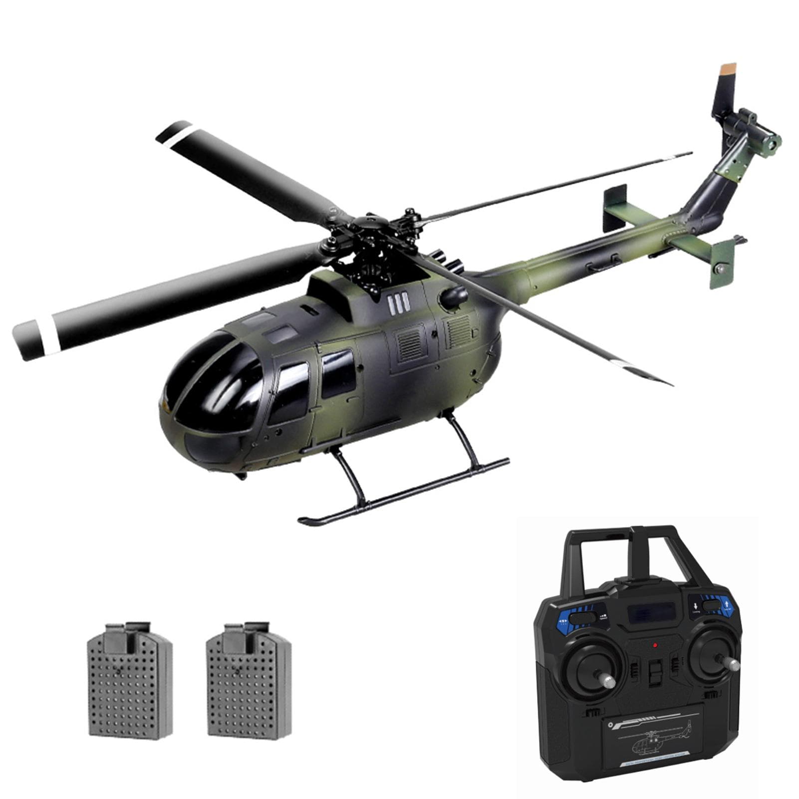 RC Helicopter RC Drone Single Propeller Without Ailerons 6-axis Gyro Stabilization RC Airplane 2 battery camouflage