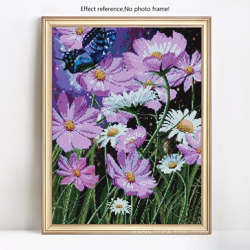 5D DIY Diamond Painting Full Round Rhinestones Butterfly And Flower 20X30CM