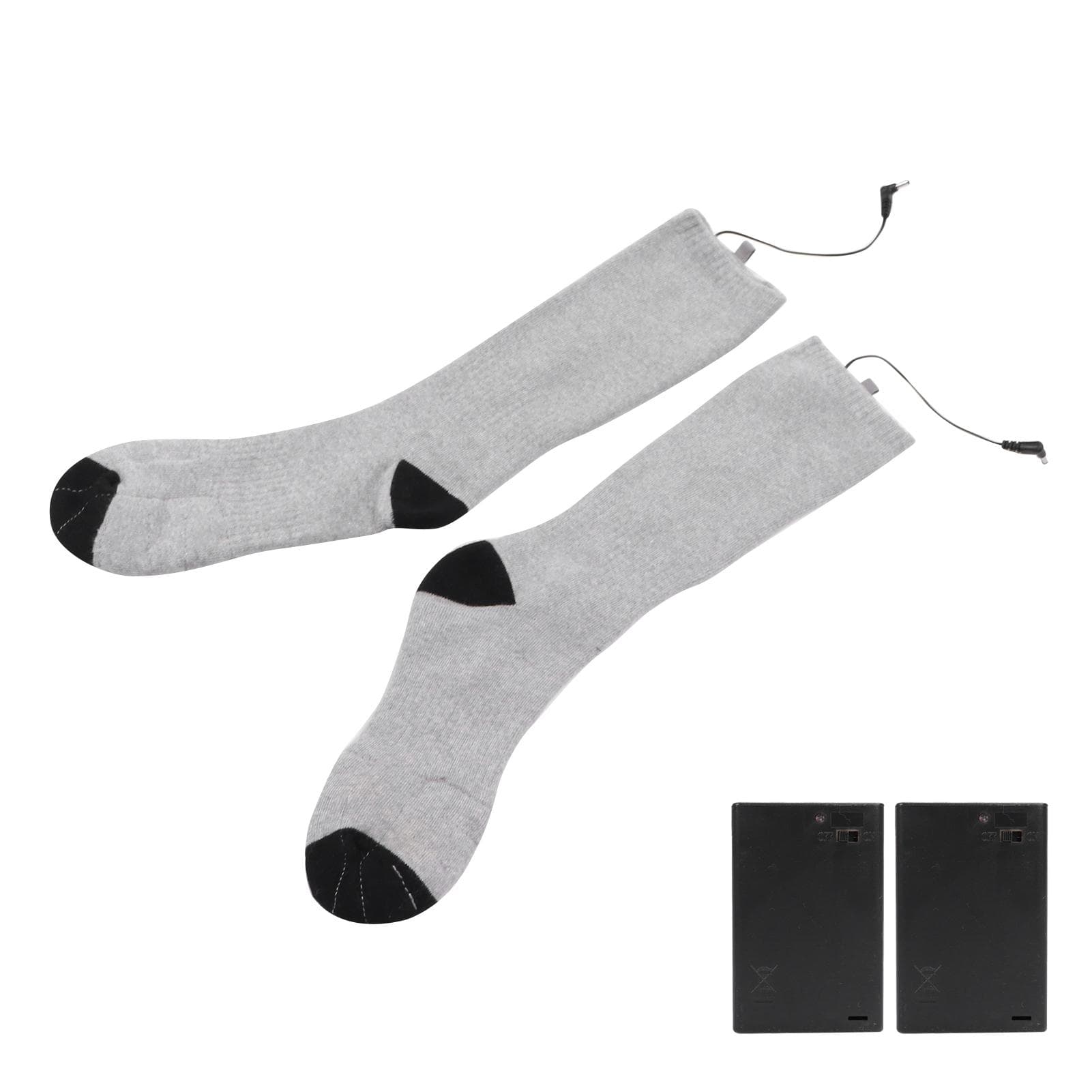 Portable Electric Heating Socks Rechargeable Battery Thermal Gray Sock for Men Women