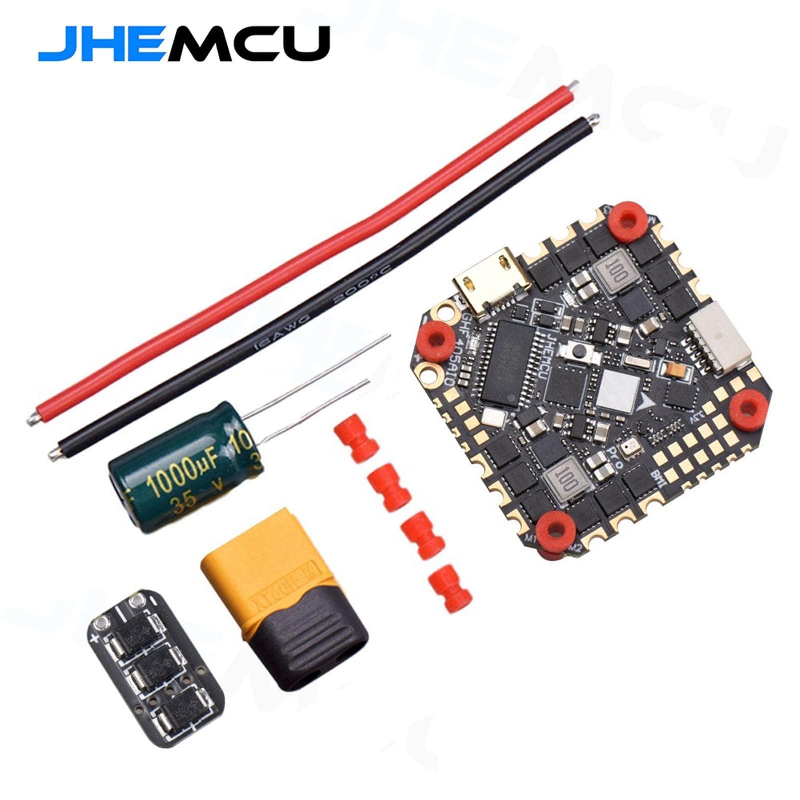 JHEMCU GHF405AIO-BMI F405 Flight Controller W/5V 10V BEC Built-in 40A BLHELI_S 2-6S 4 in 1 ESC black