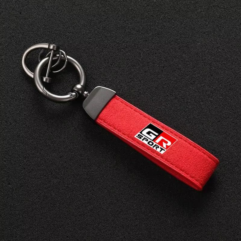 High Quality Suede Leather Keychain Key Rings For GR Sport Corolla RAV4 C-HR Camry Prado Prius Fashion Leather Keychain red