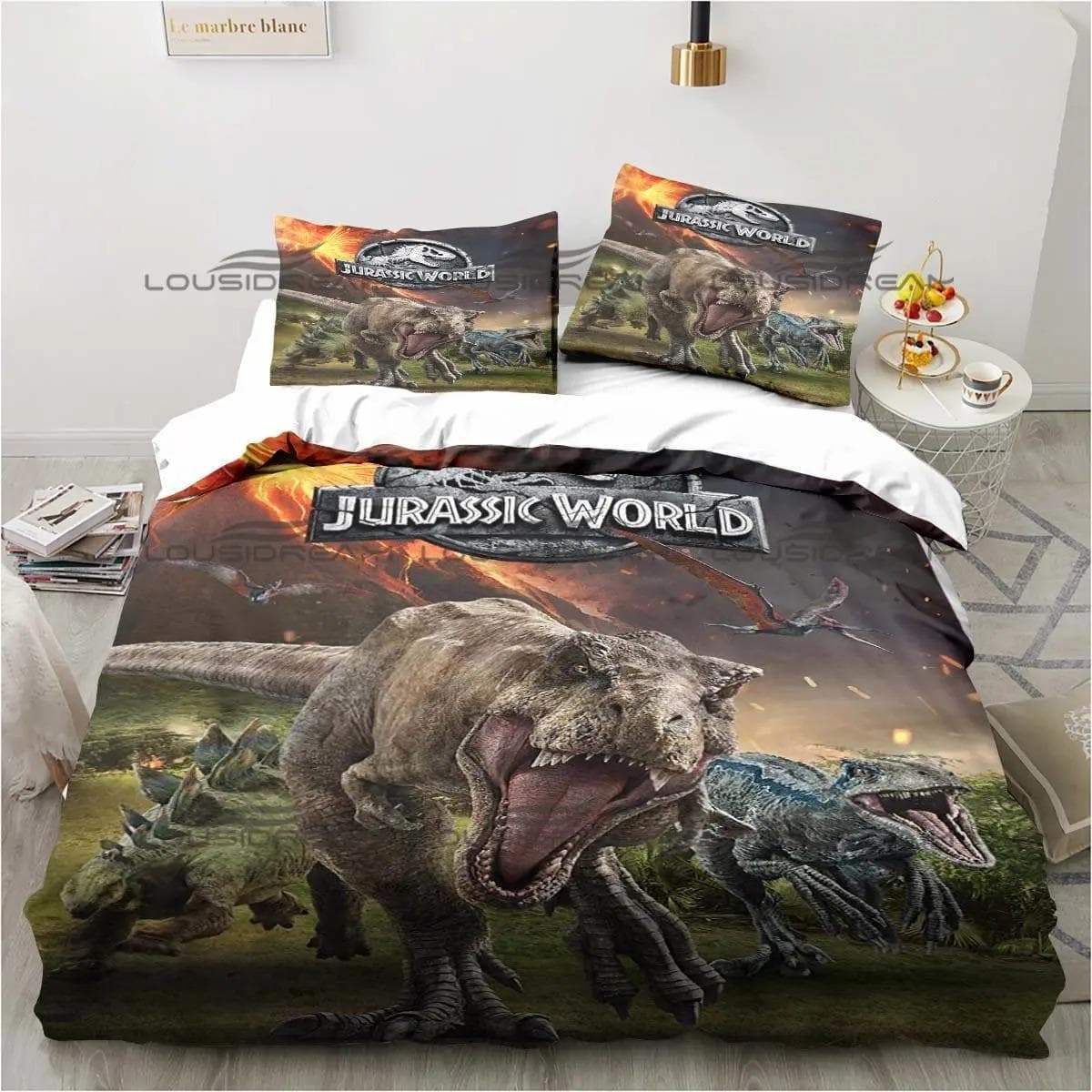 Jurassic Park Bedding Dinasours Twin Bedding Set 3 Piece Comforter Set Bed Duvet Cover Double King Cover Home Textile AU Single 140x210cm