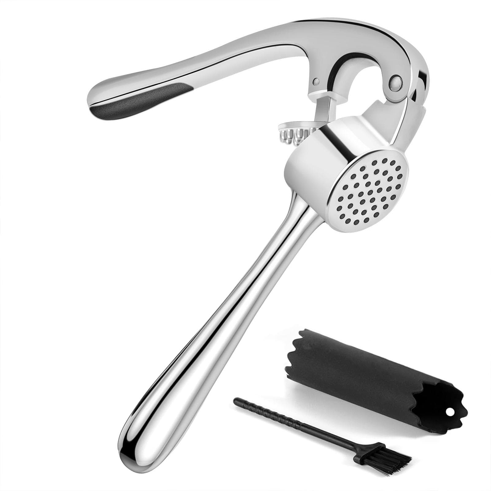Kitchen Premium Garlic Press & Brush Set Stainless Steel Masher Rust Proof Professional Manual Ginger Mincer Cooking Handle Tool