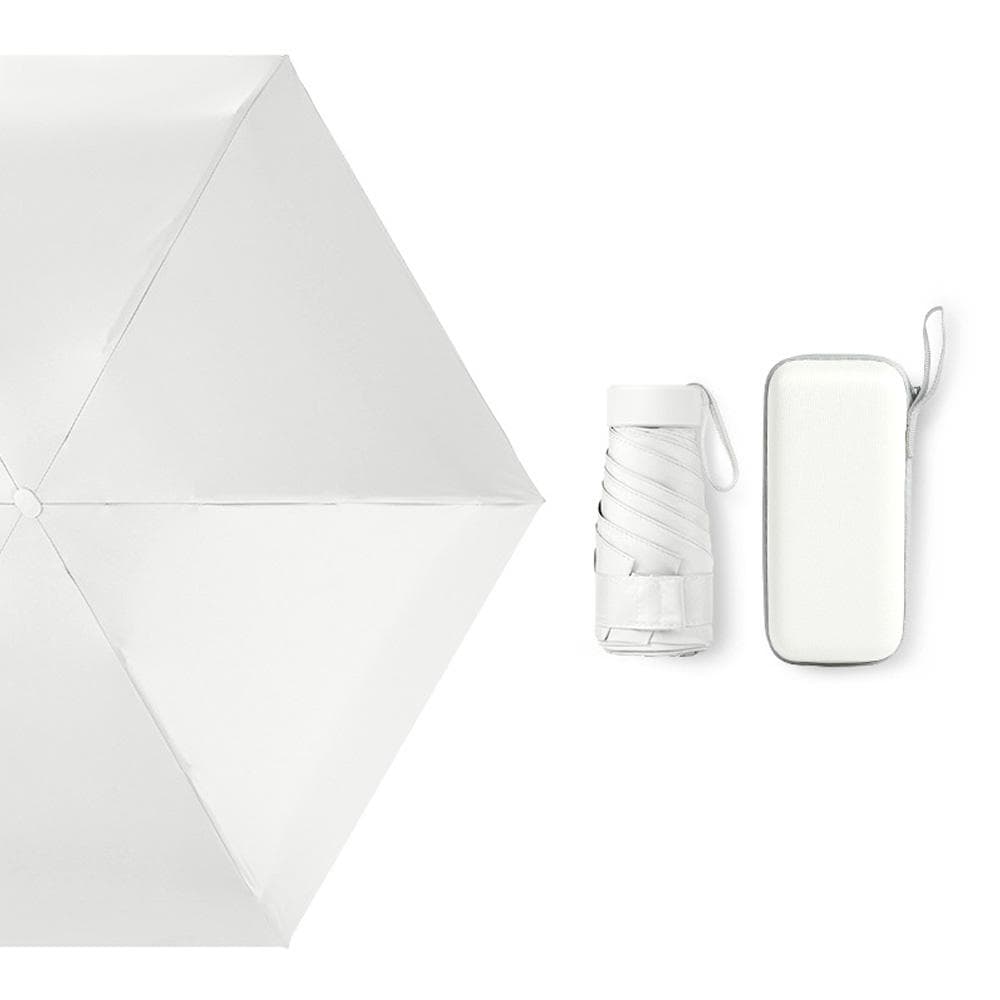 Mini Travel Sun Umbrella Waterproof Folding Umbrella Capsule Shape Umbrella with Case white