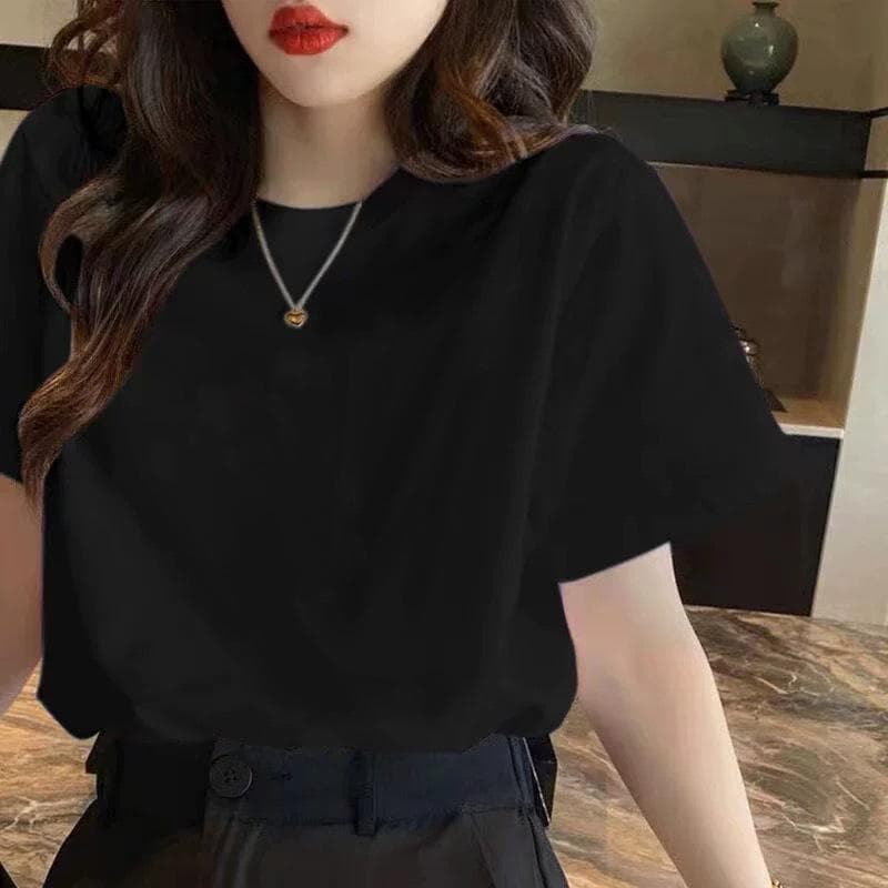 Pure Cotton Short-sleeved T-shirt for Women In Summer New Printed Slim Shoulder Half-sleeved Round Neck T-shirt 4XL