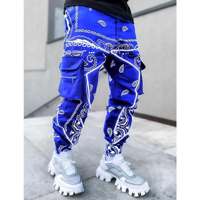 Hip Hop Printing Pants Men Trousers Fashion Streetwear Sweatpants for Men Joggers High Street Loose Cargo Pants Men XXXL blue