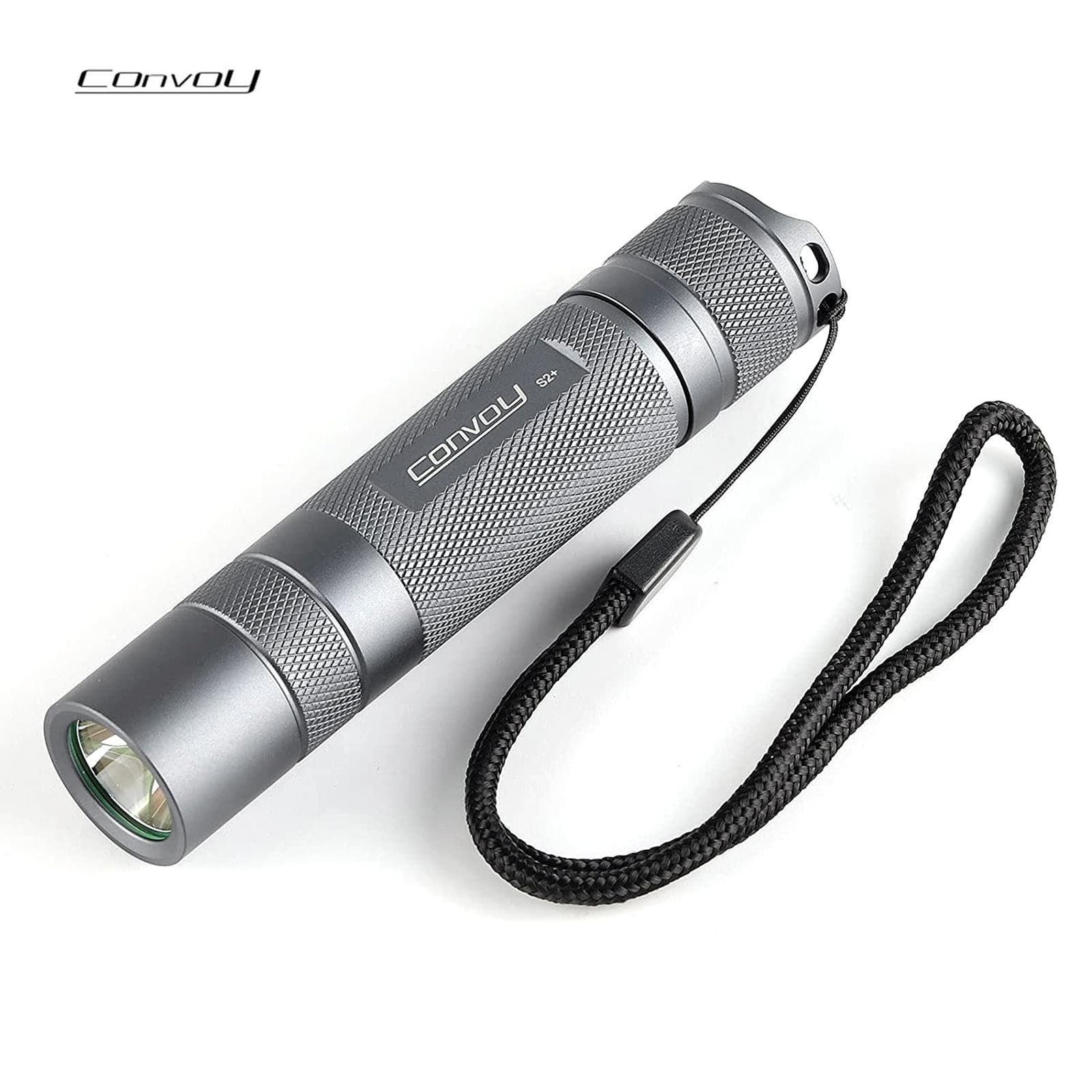 Convoy S2+ Flashlight, 18650 LED Flashlight Handheld Torch Light with Temperature Protection (SST40 5000K 4 Modes grey