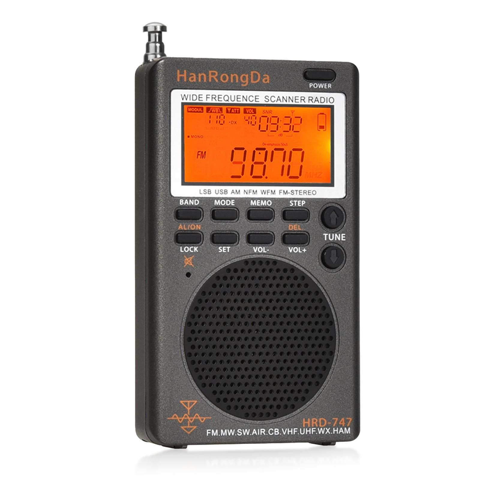 FM Radio Digital Portable Stereo Speaker MP3 o Player High Fidelity Sound Quality VHF/UHF black