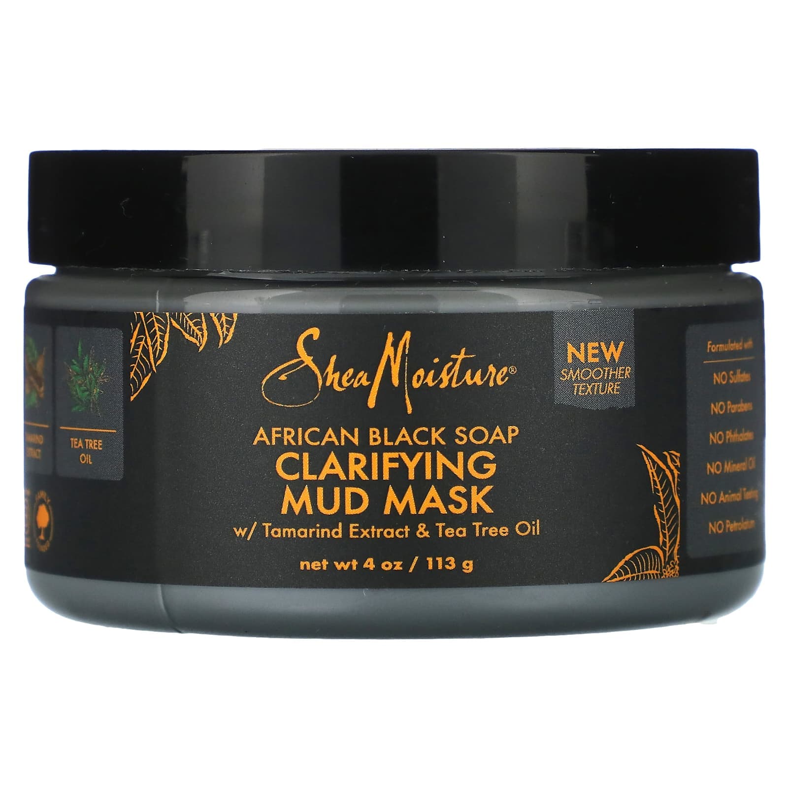 SheaMoisture, African Black Soap, Clarifying Mud Beauty Mask with Tamarind Extract and Tea Tree Oil, 4 oz (113 g)