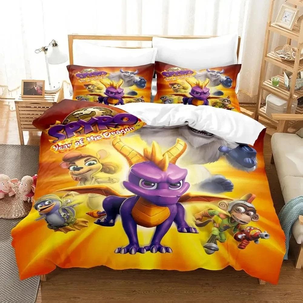 Spyro Reignited Triology Bedding Set for Adults Boys Duvet Cover Bed Set Single Twin Full Queen bedding set Soft and comfortable AU Single 140x210cm