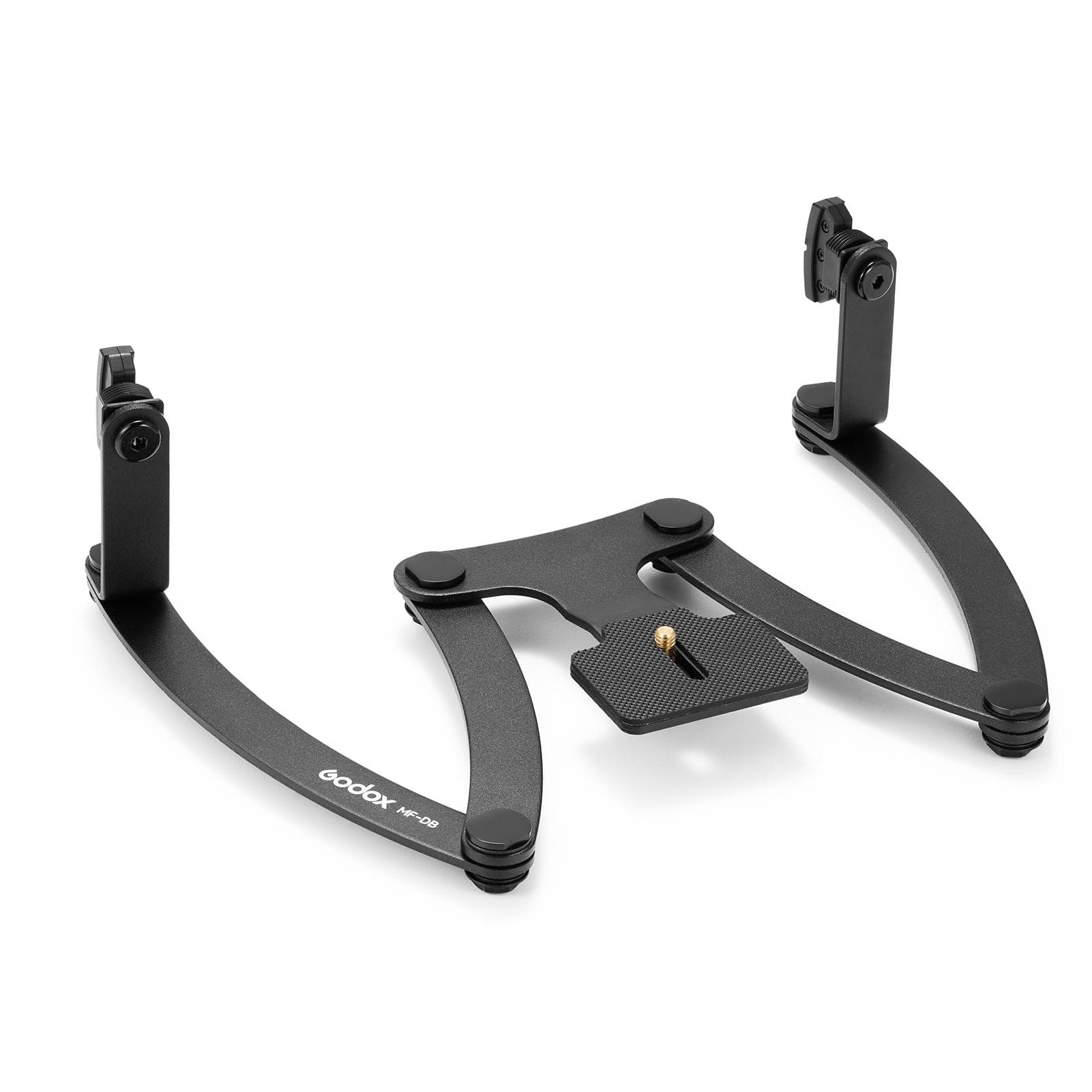 GODOX MF-DB Flexible Flash Bracket with Dual Flash Mounts Aluminum Alloy 360 degrees Rotatable Head black