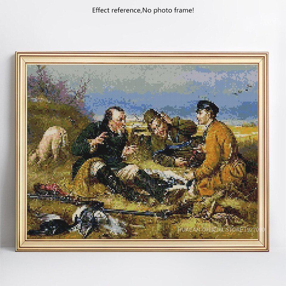 Diamond Painting Hunter Cross Stitch Full Round Rhinestone Mosaic Diamond 20X30CM