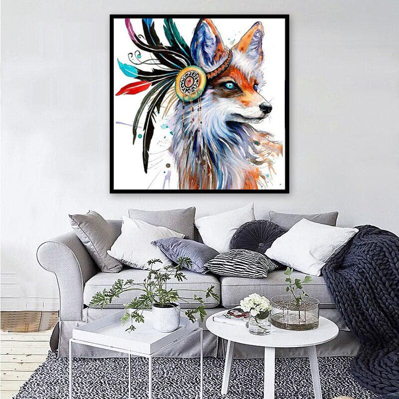 5D DIY Diamond Painting Feather Fox Embroidery Cross Stitch Rhinestone Mosaic Painting 20x20CM