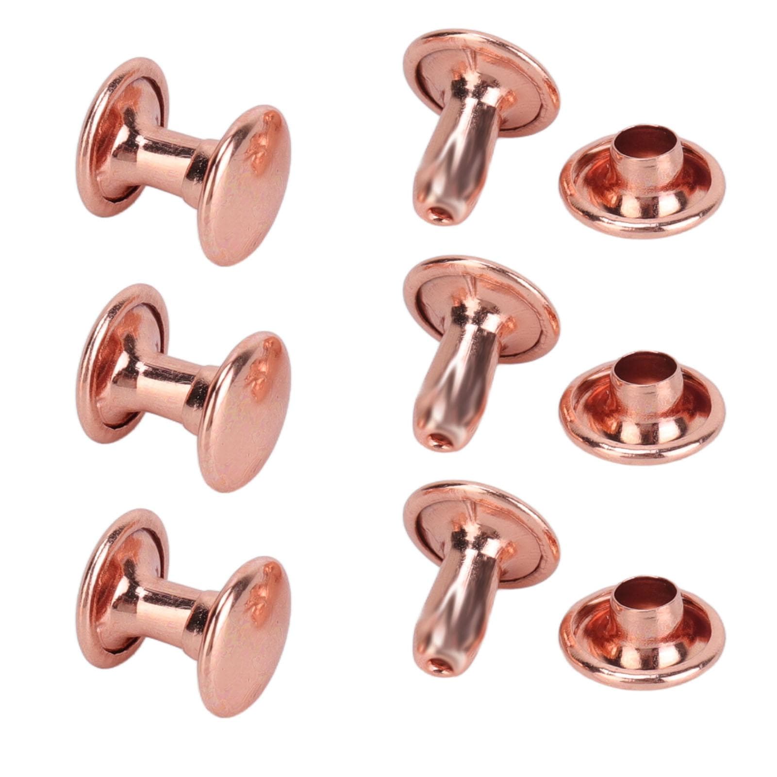 300 Sets Leather Rivets 6x8mm 7x8mm 8x8mm Rose Gold Strong Metal Double Cap Rivets for Hat Belt