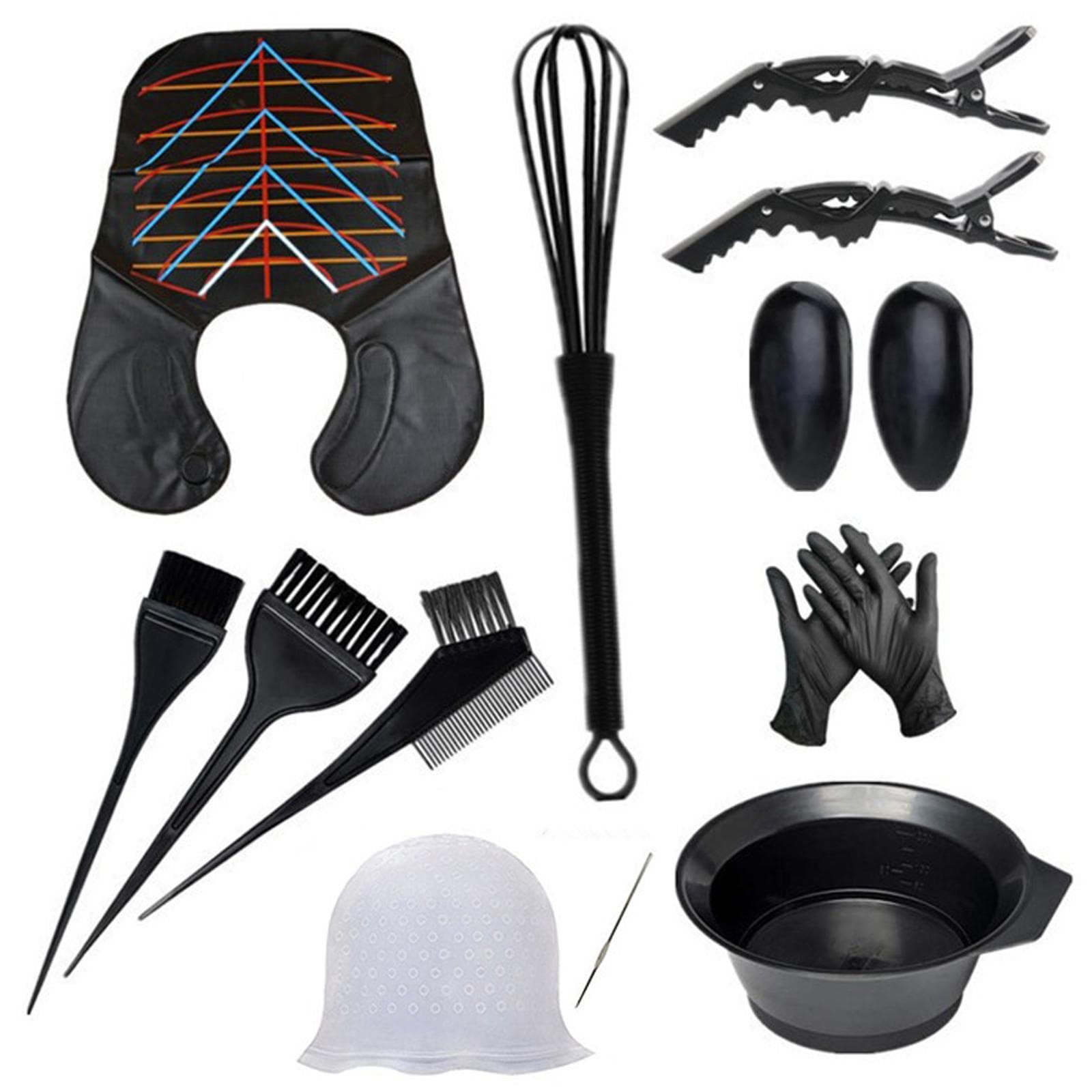 13PCS Hair Dye Kit Hair Coloring Set Salon Tools Highlights Hat Cape Dyeing Brush Tint Comb Hair