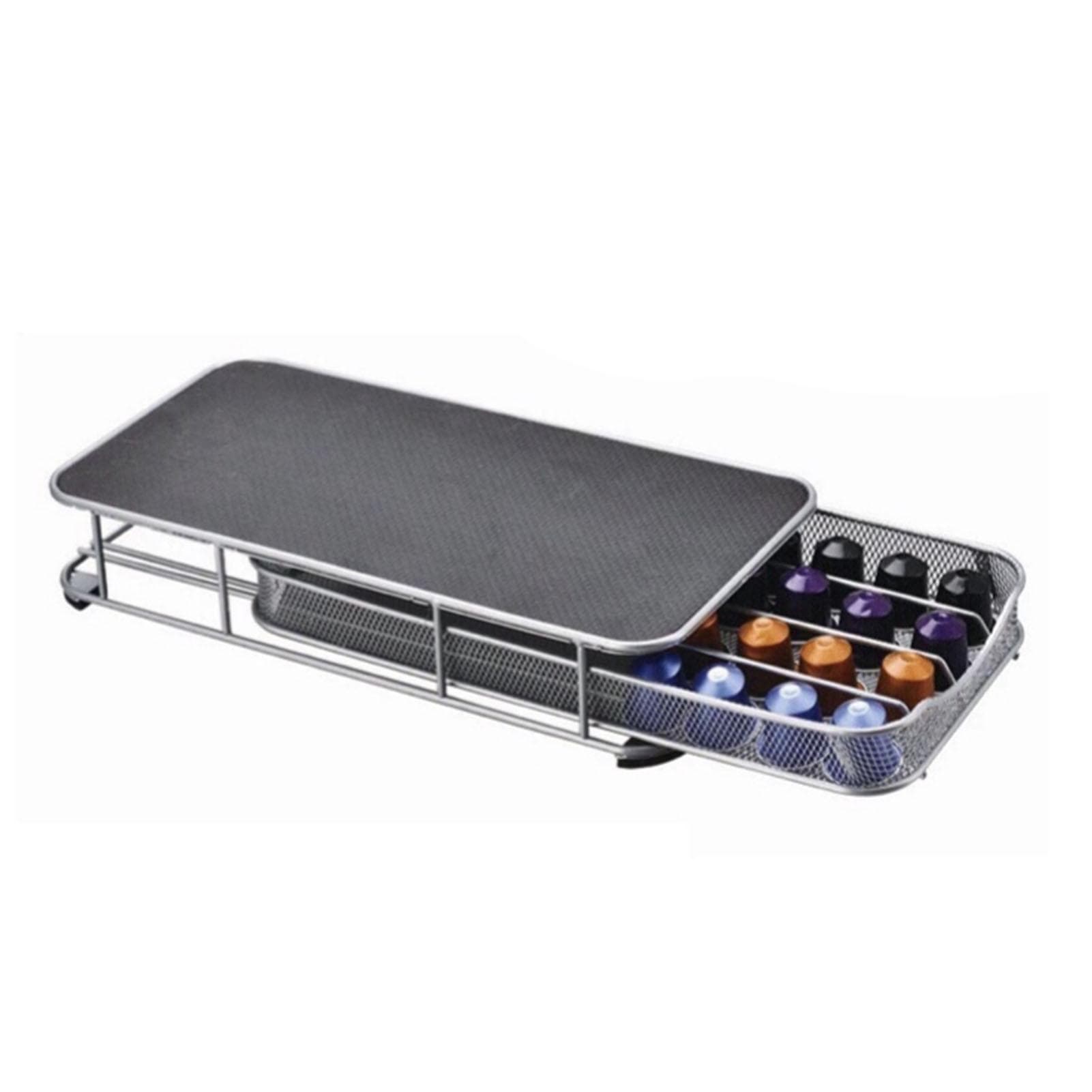 Coffee Capsules Drawer 40pcs Holdable Coffee Capsule Storage Rack Coffee Drawer Holder Silver silver