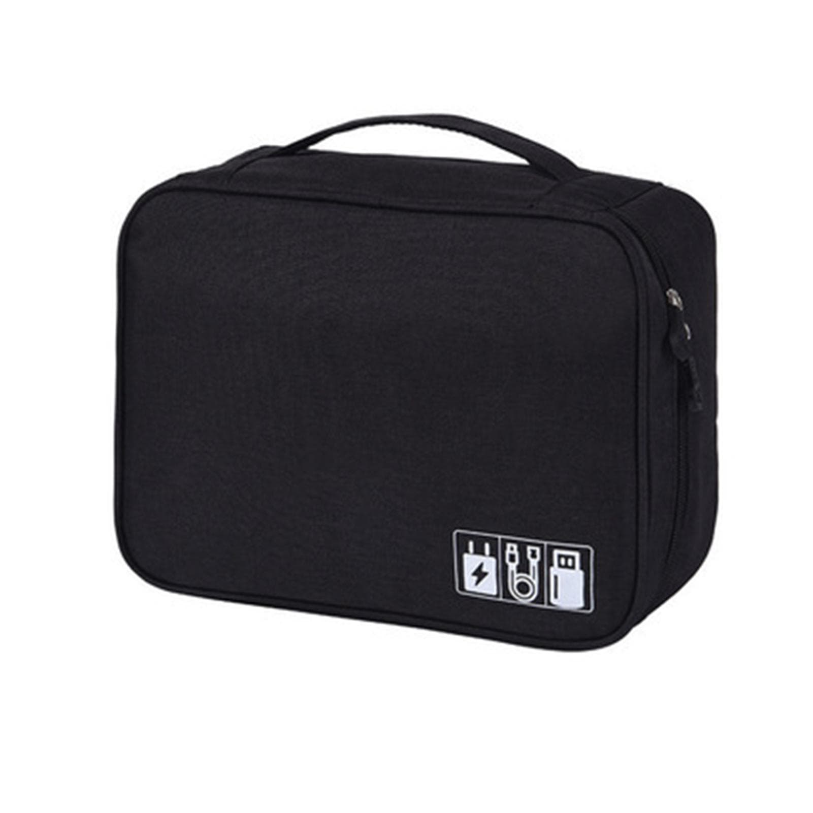 Electronics Organizer Travel Bag for Cable Accessories Storage Bag Pouch Free Separated Space black