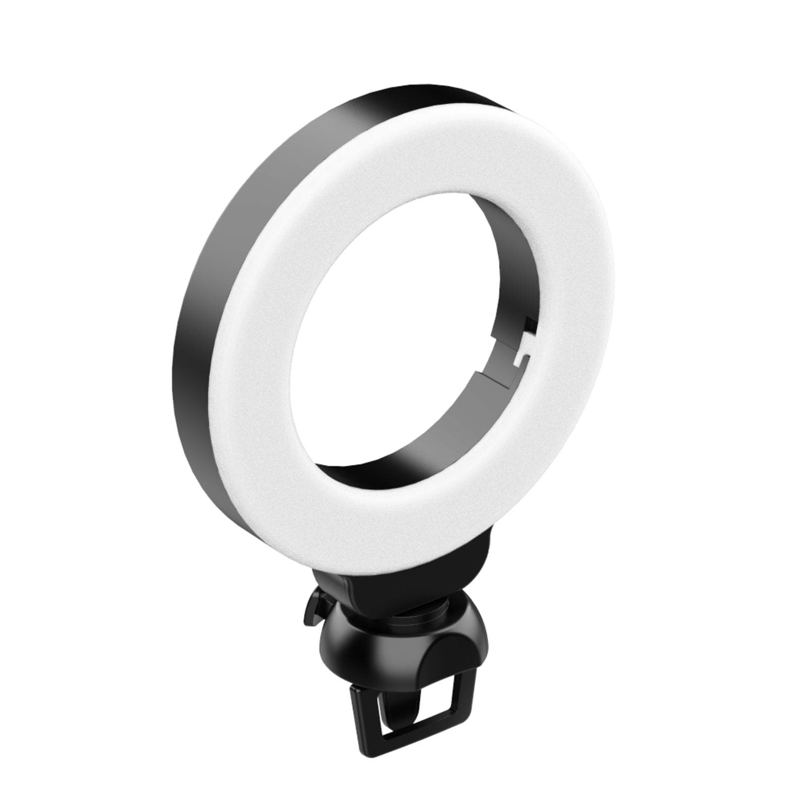 Mini 4 Inch LED Ring Light Clip-on Laptop Video Conference Lighting 3 Lighting Modes 3200K-6500K Dimmable USB Powered black