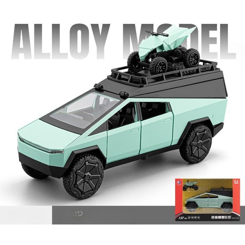 1/32 Tesla Camping RV Car Off-road Alloy Model Cyber Best Electric Car Children's Gift Children's Toy Big Discount 1/32-Size:17.4*6.3*9cm green