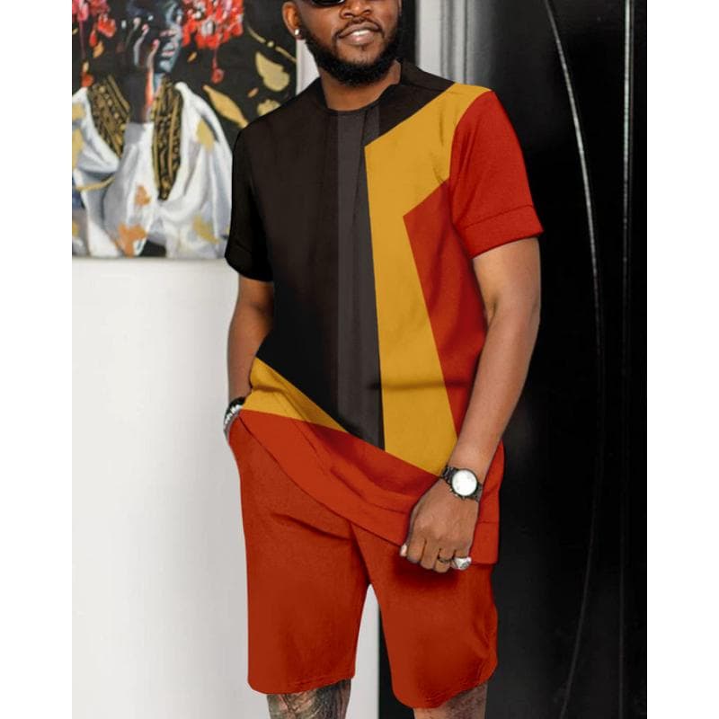 Summer Men Set Fashion 2 Piece Set Men T-Shirt Shorts Pants Suit Casual Short Tracksuit Outfit Oversized Vintage Male Clothes 2XL