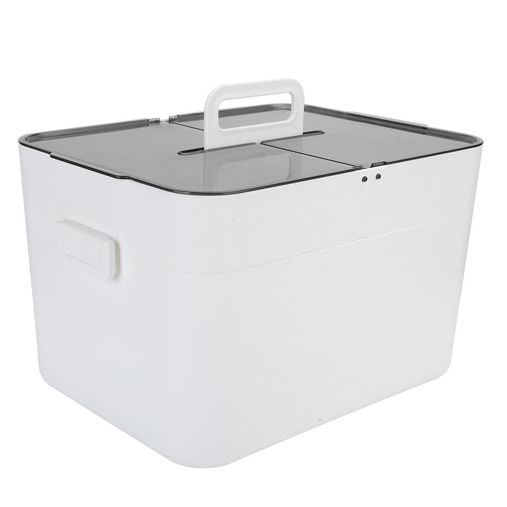 Storage Box Large DoubleLayer Office White Plastic Compartment Dustproof Medicine Chest